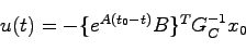 \begin{displaymath}
u(t) = - \{ e^{A(t_0-t)}B \}^T G_C^{-1}x_0
\end{displaymath}