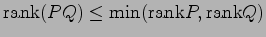 ${\rm rank}(PQ) \leq \min({\rm rank}P,{\rm rank}Q)$