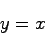 \begin{displaymath}
y = x
\end{displaymath}