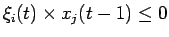 $\xi_{i}(t)\times{x_{j}}(t-1)\leq0$