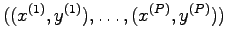 $((x^{(1)},y^{(1)}),\ldots,(x^{(P)},y^{(P)}))$