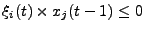 $\xi_{i}(t)\times{x_{j}}(t-1)\leq0$