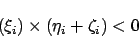 \begin{displaymath}
(\xi_i)\times(\eta_i + \zeta_i) < 0
\end{displaymath}