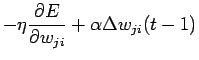 $\displaystyle -\eta \frac{\partial E}{\partial w_{ji}} + \alpha \Delta w_
{ji}(t-1)$